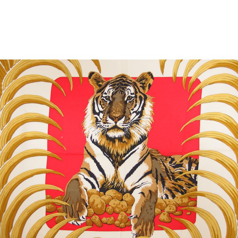 HERMES エルメス/カレ90/王者のトラ/シルクスカーフ//Aランク/04