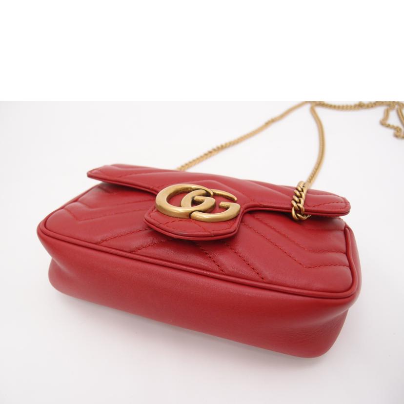 GUCCI グッチ/GGマーモントスーパーミニショルダー/レッド/476433//496***/Aランク/69