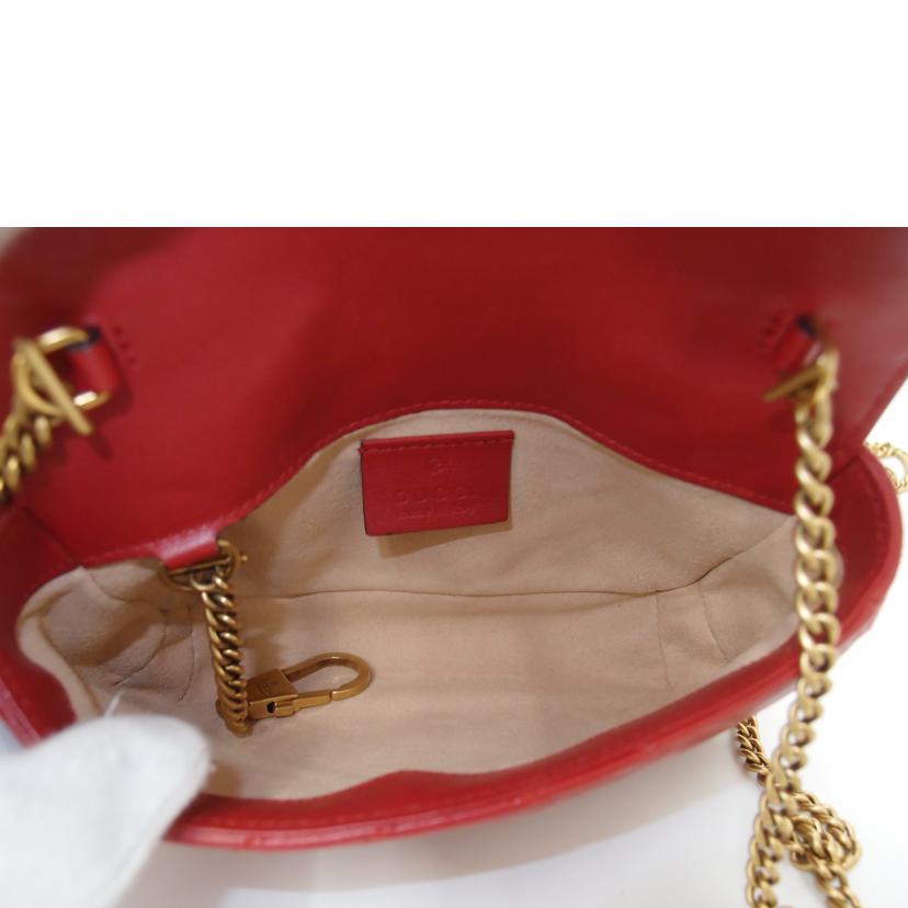 GUCCI グッチ/GGマーモントスーパーミニショルダー/レッド/476433//496***/Aランク/69