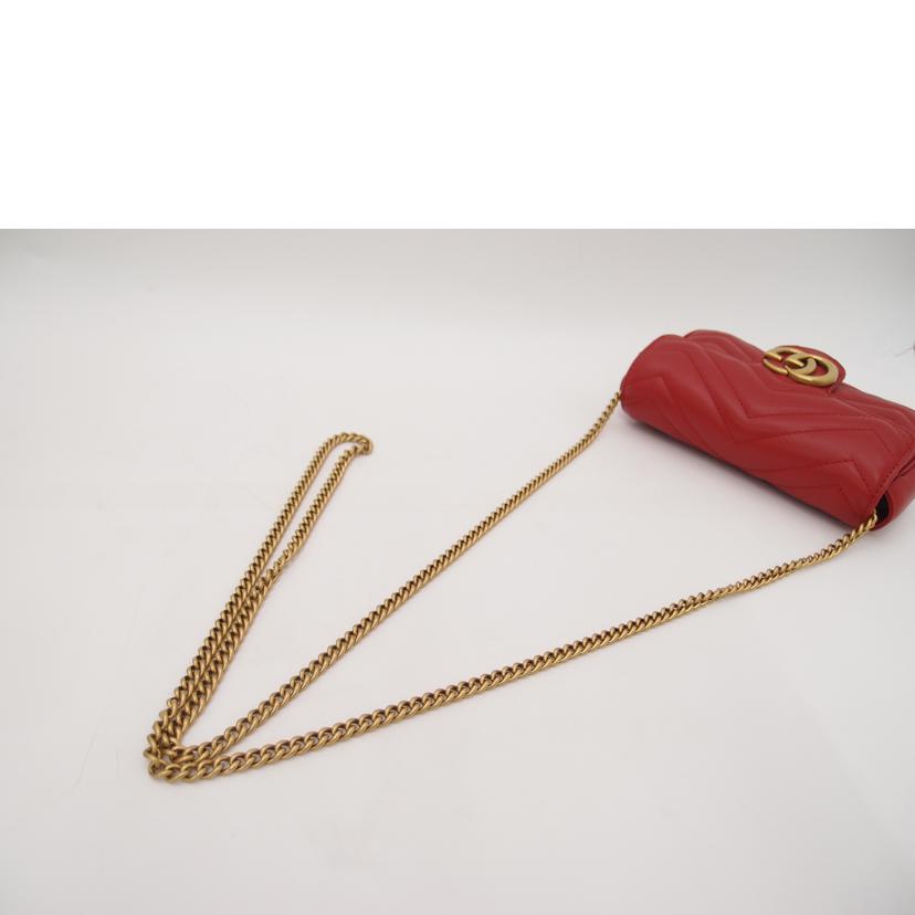 GUCCI グッチ/GGマーモントスーパーミニショルダー/レッド/476433//496***/Aランク/69