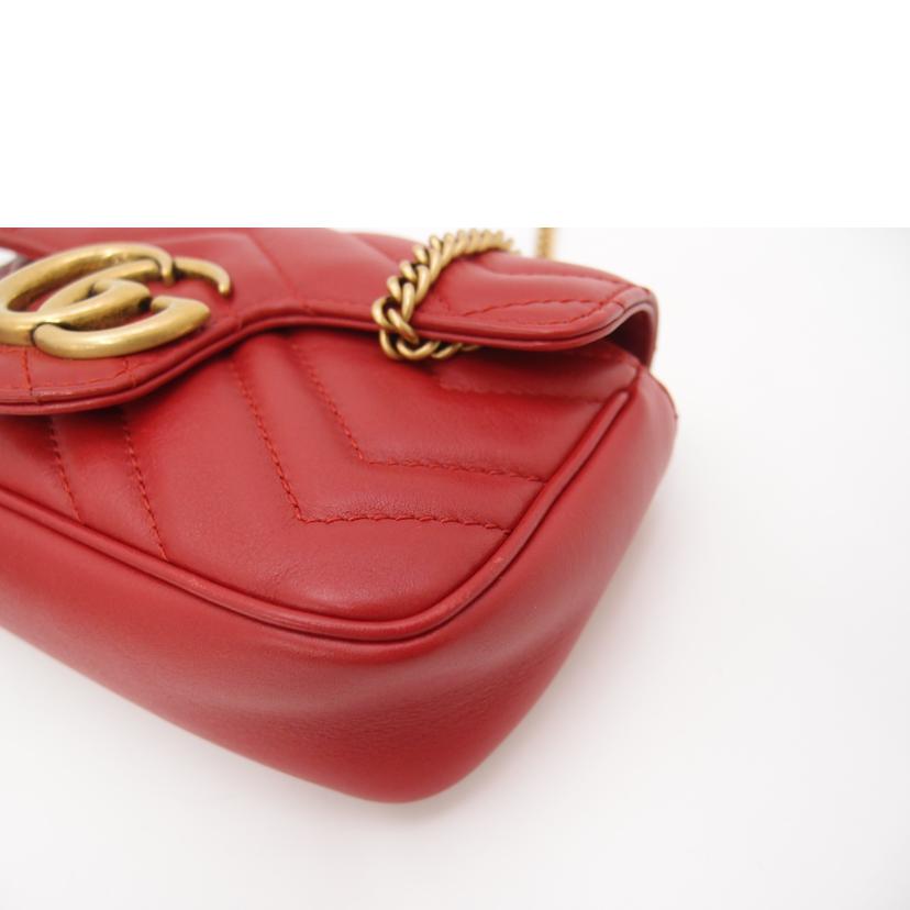 GUCCI グッチ/GGマーモントスーパーミニショルダー/レッド/476433//496***/Aランク/69