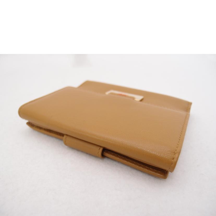 GUCCI グッチ 二つ折り財布 茶 ゴールド金具 レディース メンズ/レザーWホック財布/キャメル/035.2184//217***/Aランク/69