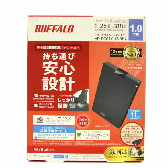 BUFFALO バッファロー/ポータブルHDD 1TB/HD-PCG1.0U3-BBA//Sランク/75