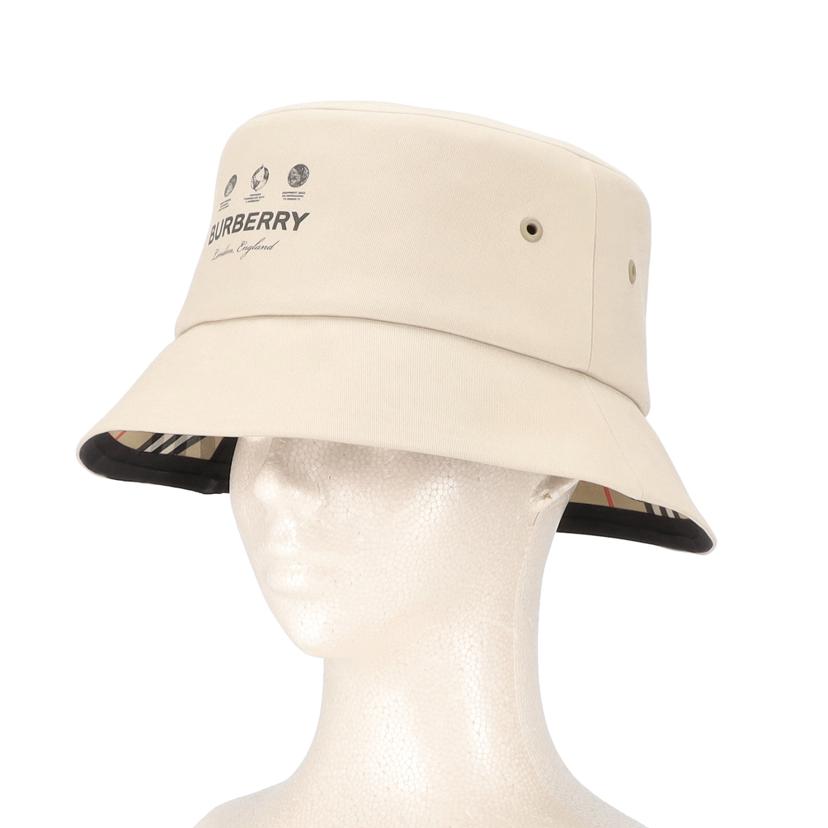 【美品】バーバリーバケハ/Burberry/バケットハット/白/Mサイズ BURBERRY バケットハット Mサイズ ホワイト ホワイト（白）系