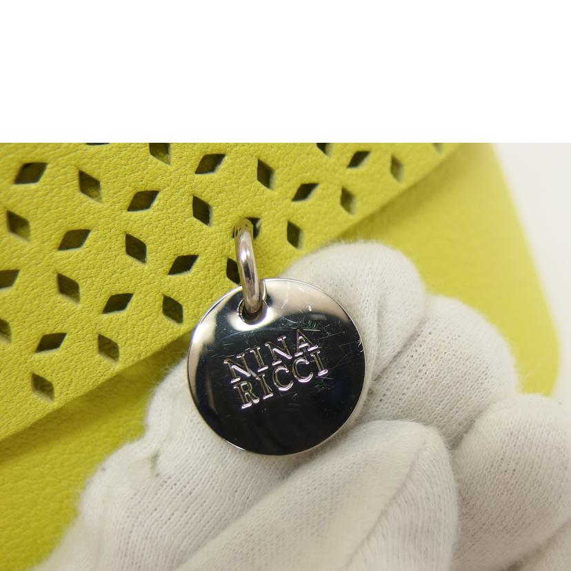 NINA RICCI ニナリッチ/パンチングレザーハンドバッグ/イエローグリーン//1101-13-50/ABランク/04