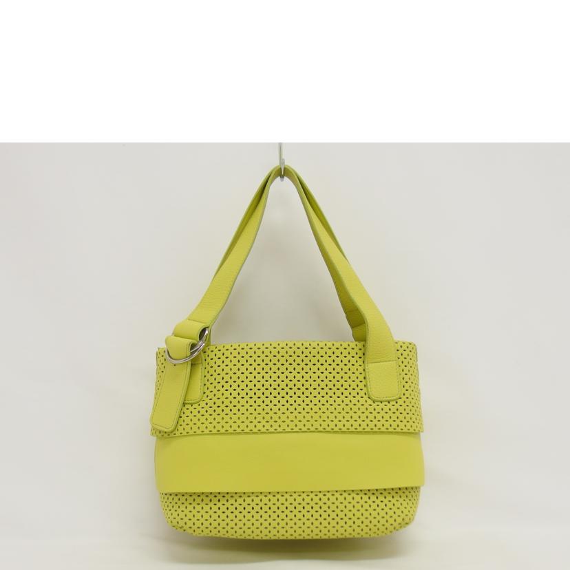 NINA RICCI ニナリッチ/パンチングレザーハンドバッグ/イエローグリーン//1101-13-50/ABランク/04
