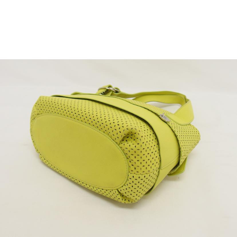 NINA RICCI ニナリッチ/パンチングレザーハンドバッグ/イエローグリーン//1101-13-50/ABランク/04