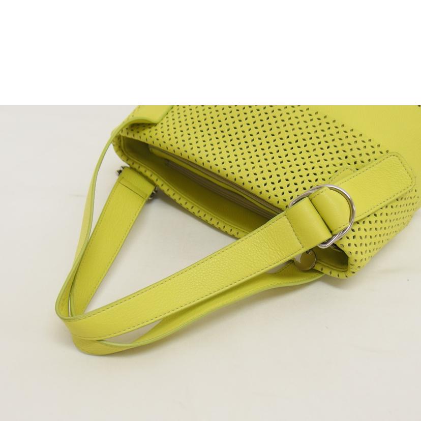 NINA RICCI ニナリッチ/パンチングレザーハンドバッグ/イエローグリーン//1101-13-50/ABランク/04