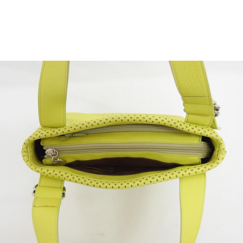 NINA RICCI ニナリッチ/パンチングレザーハンドバッグ/イエローグリーン//1101-13-50/ABランク/04