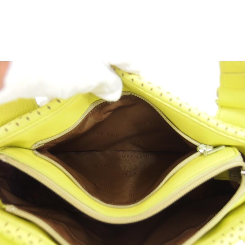 NINA RICCI ニナリッチ/パンチングレザーハンドバッグ/イエローグリーン//1101-13-50/ABランク/04