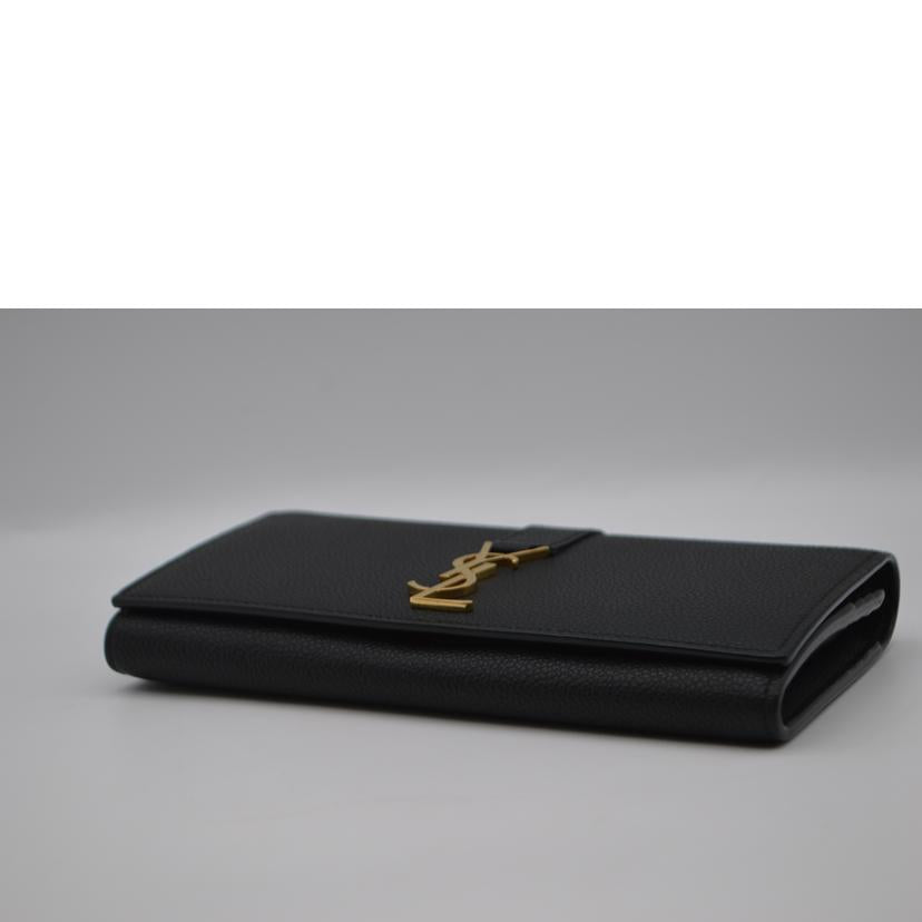 SAINT LAURENT サンローラン/YSLラインラージジップウォレット/ノワール/414567//022*/Aランク/89