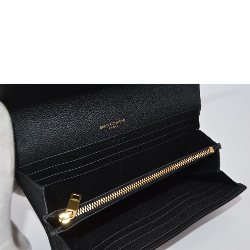 SAINT LAURENT サンローラン/YSLラインラージジップウォレット/ノワール/414567//022*/Aランク/89