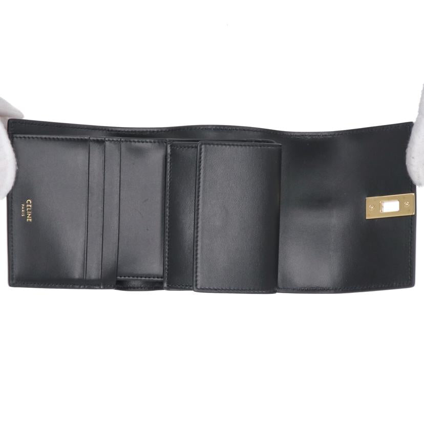 CELINE セリーヌ/スモール トリフォールドウォレット16/ブラック//Aランク/70