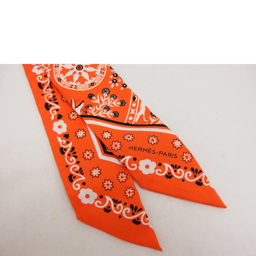 HERMES エルメス/ツイリー/シルクスカーフ/バンダナ柄/オレンジ//Aランク/04