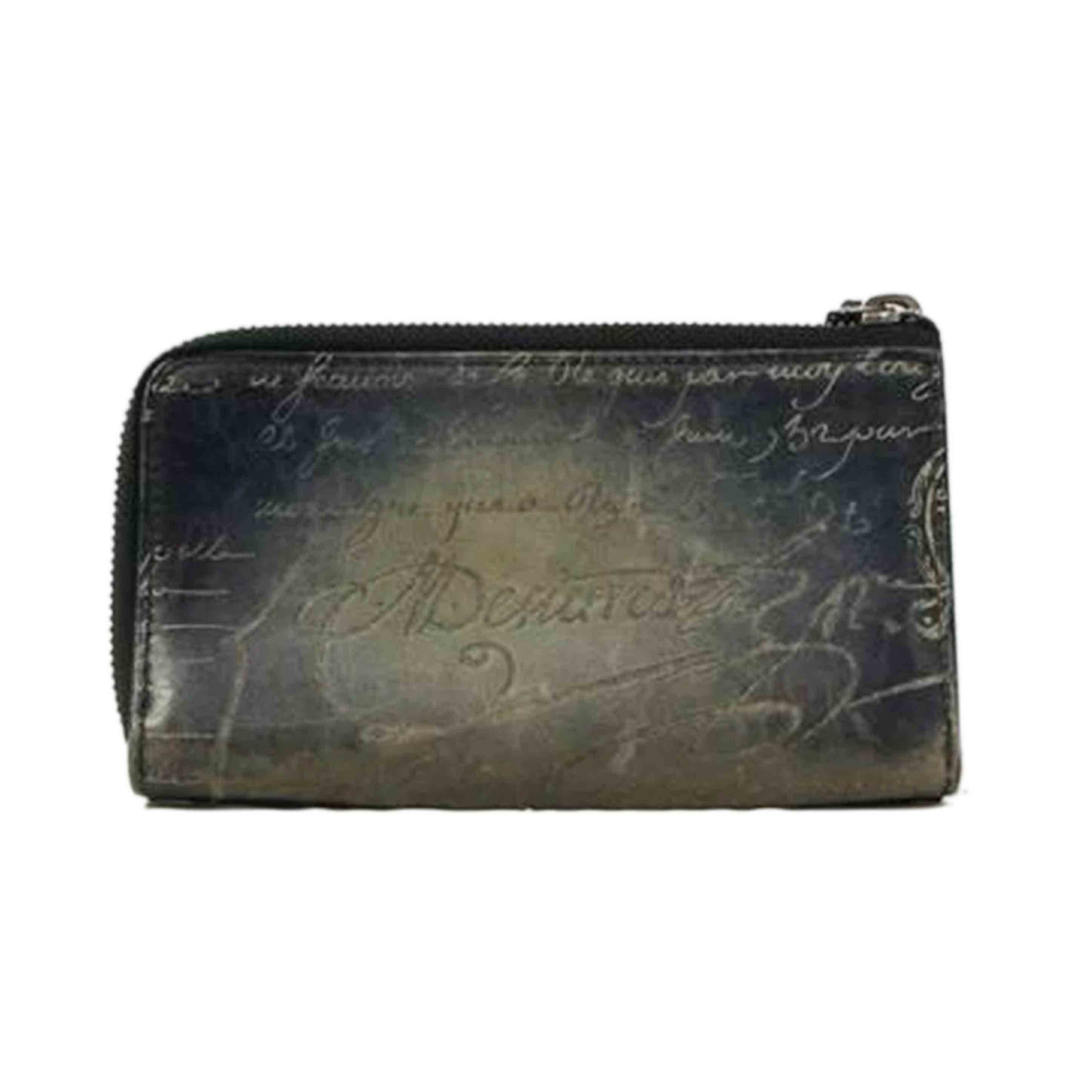 Berluti ベルルッティ/スクリットレザーコーナージップショートウォレット/ブルー//E01**/Bランク/21