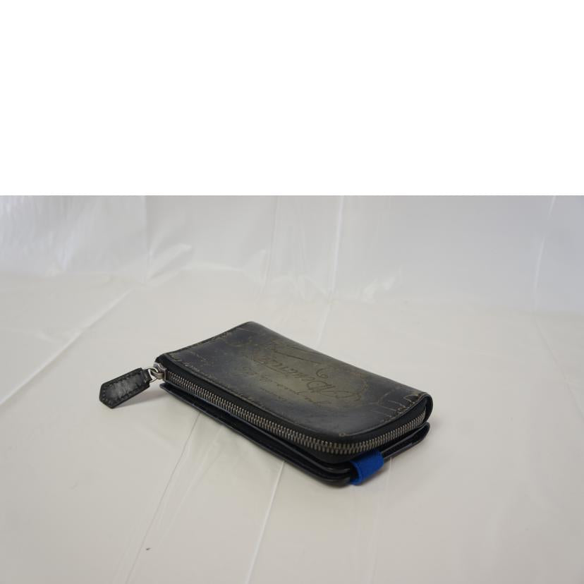 Berluti ベルルッティ/スクリットレザーコーナージップショートウォレット/ブルー//E01**/Bランク/21