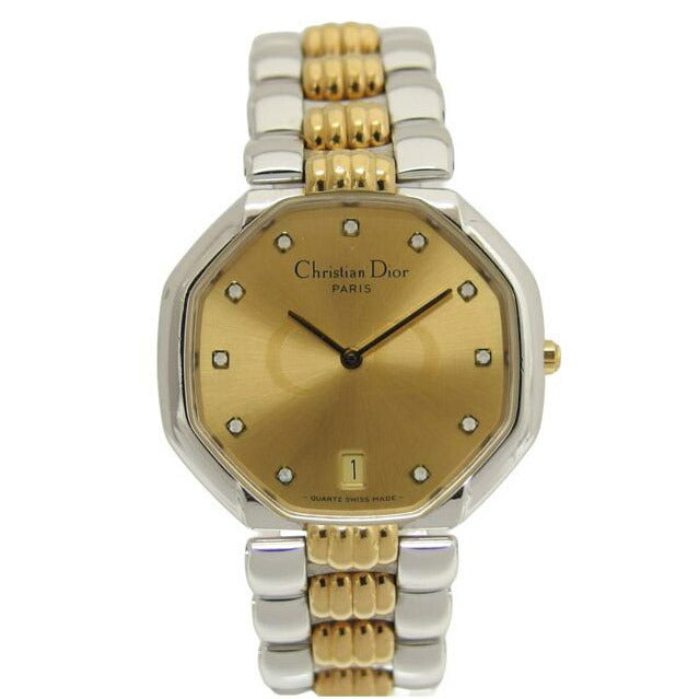 Dior ディオール/オクタゴン/ゴールド文字盤デイトウォッチ/クォーツ/ヴィンテージ/45.204//496***/ABランク/04