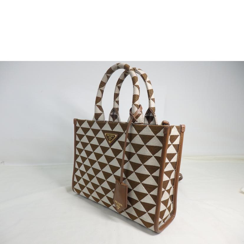 PRADA プラダ/シンボル エンブロイダリーファブリック スモールハンドバッグ/1BA354//31/*/ABランク/84