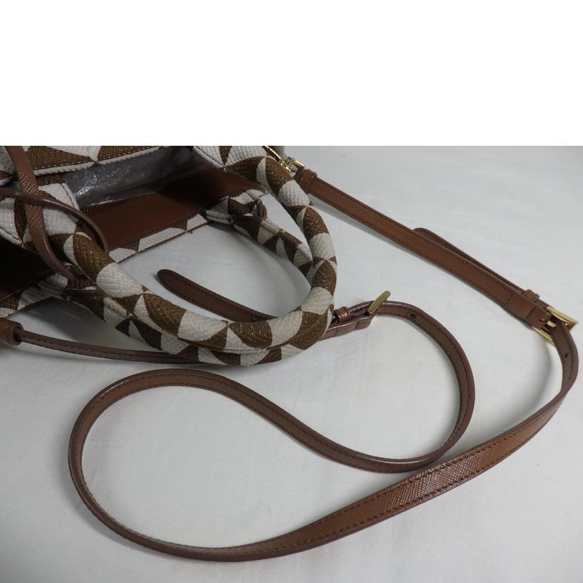 PRADA プラダ/シンボル エンブロイダリーファブリック スモールハンドバッグ/1BA354//31/*/ABランク/84