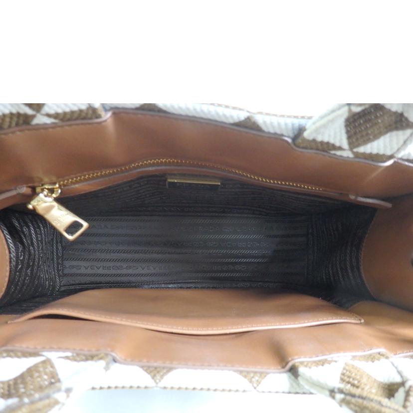 PRADA プラダ/シンボル エンブロイダリーファブリック スモールハンドバッグ/1BA354//31/*/ABランク/84