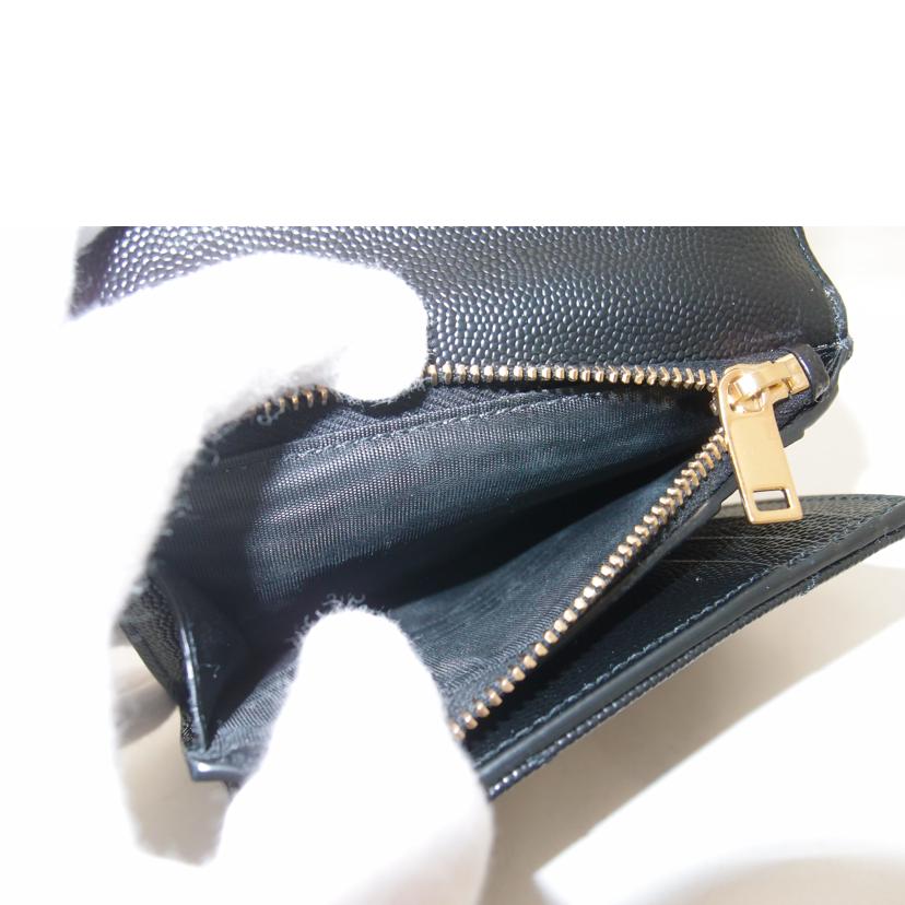 SAINT LAURENT サンローラン/モノグラムコンパクトスリーフォールド財布/ブラック/403943//022*/Aランク/69
