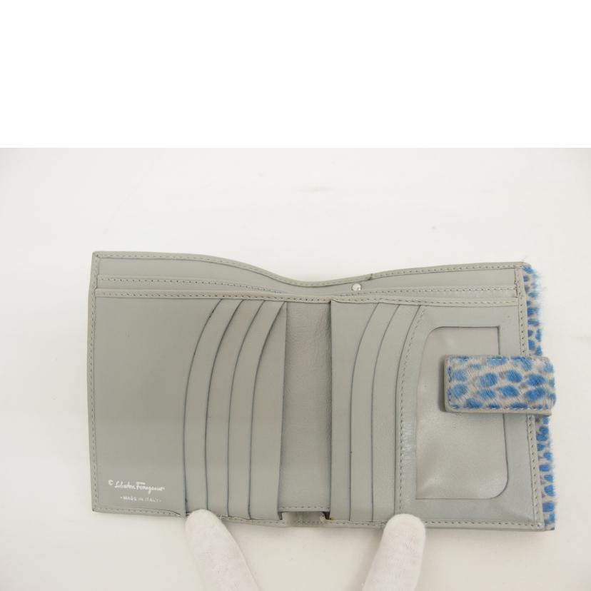 Ferragamo フェラガモ/ガンチーニ/ハラコレザー三つ折り財布/レオパード/4653//AQ-**/Bランク/04