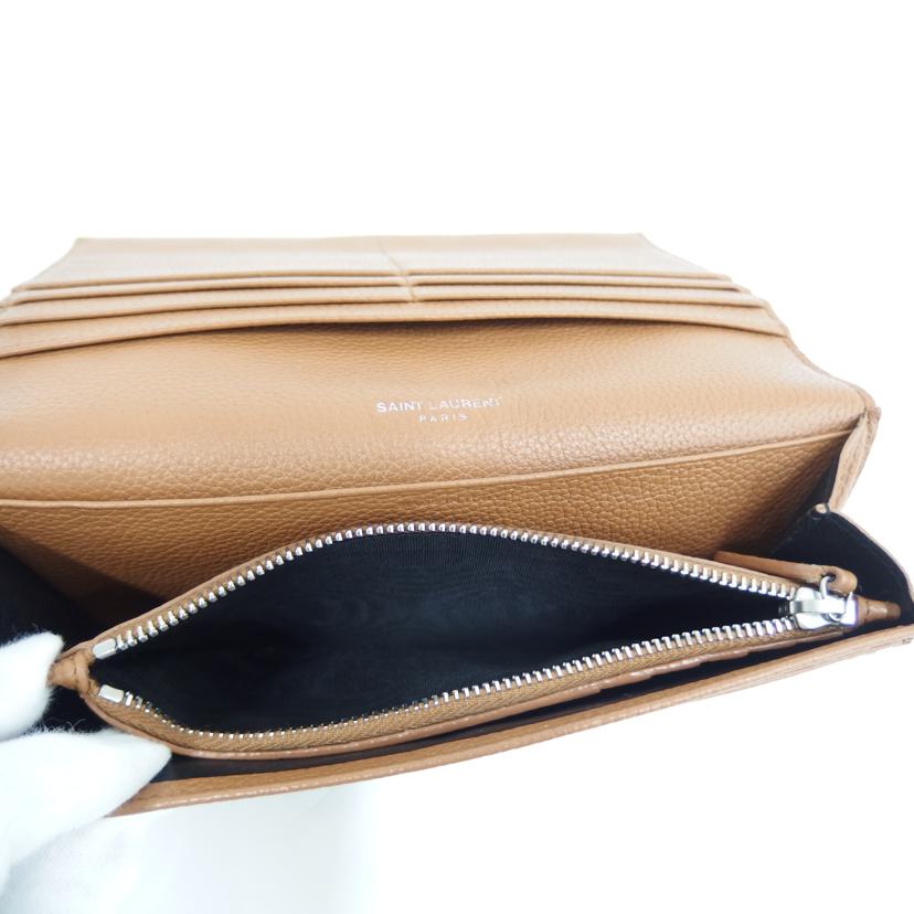 YSL サンローラン/レザー折り財布/キャメル//Bランク/82