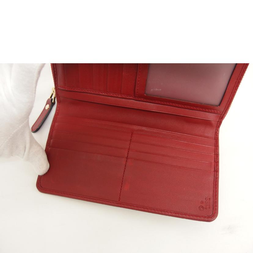 GUCCI グッチ/マイクログッチシマ/レザーラウンドファスナー長財布/レッド/449364//114*/ABランク/04