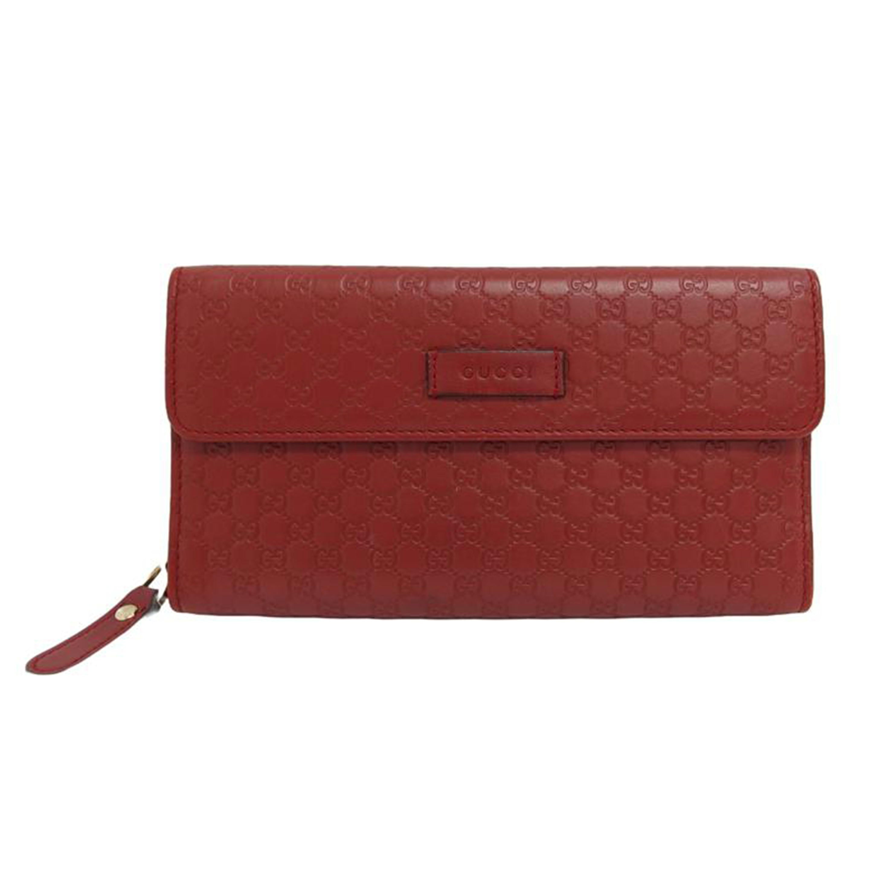 GUCCI グッチ/マイクログッチシマ/レザーラウンドファスナー長財布/レッド/449364//114*/ABランク/04