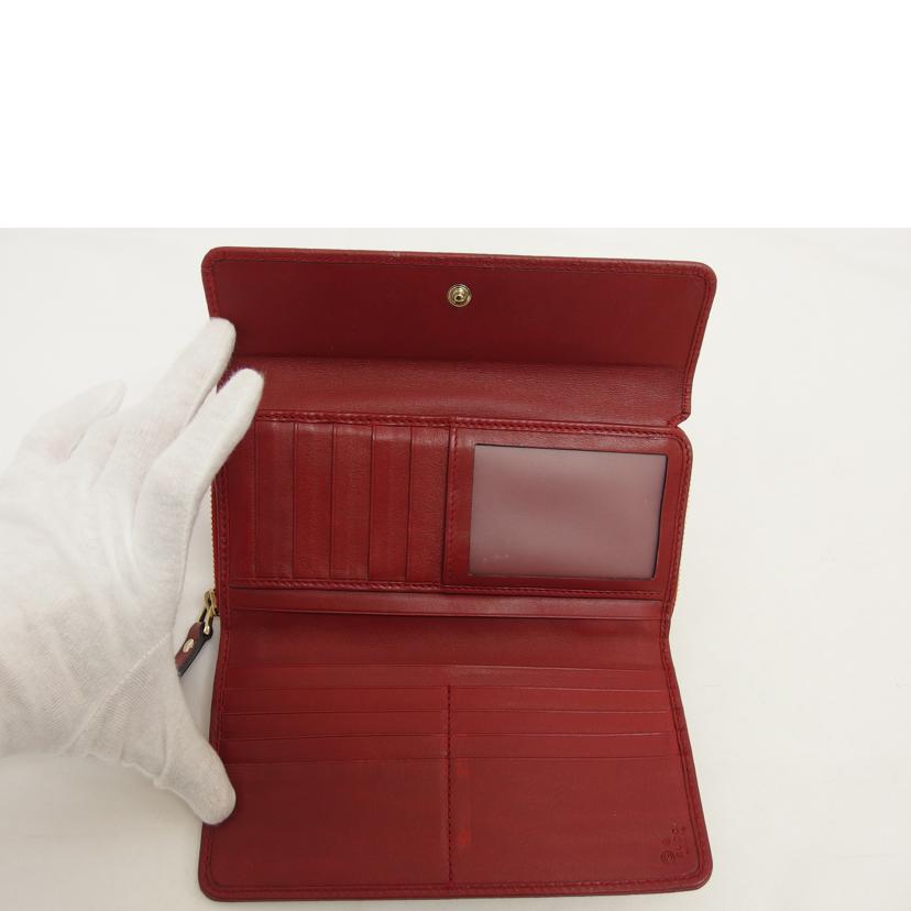 GUCCI グッチ/マイクログッチシマ/レザーラウンドファスナー長財布/レッド/449364//114*/ABランク/04
