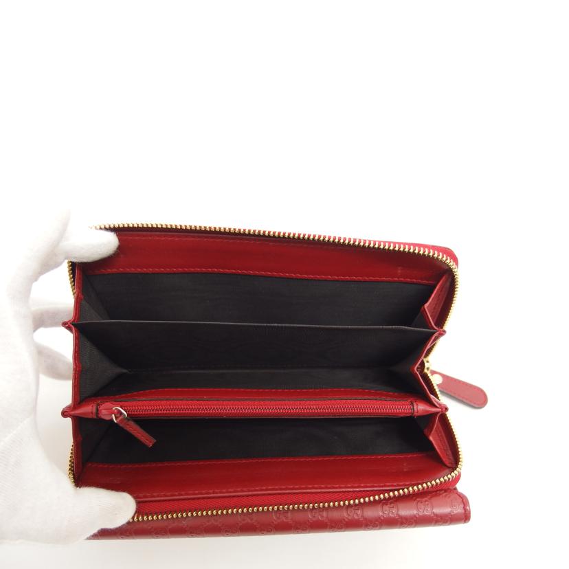 GUCCI グッチ/マイクログッチシマ/レザーラウンドファスナー長財布/レッド/449364//114*/ABランク/04