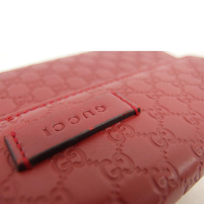 GUCCI グッチ/マイクログッチシマ/レザーラウンドファスナー長財布/レッド/449364//114*/ABランク/04