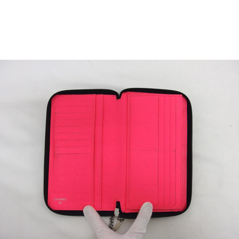 CHANEL シャネル/カンボンライン/オーガナイザー/ラウンドファスナー長財布/ブラック×ピンク//192*****/ABランク/04