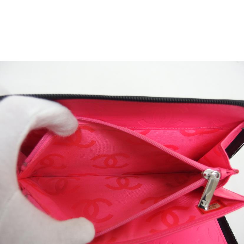 CHANEL シャネル/カンボンライン/オーガナイザー/ラウンドファスナー長財布/ブラック×ピンク//192*****/ABランク/04