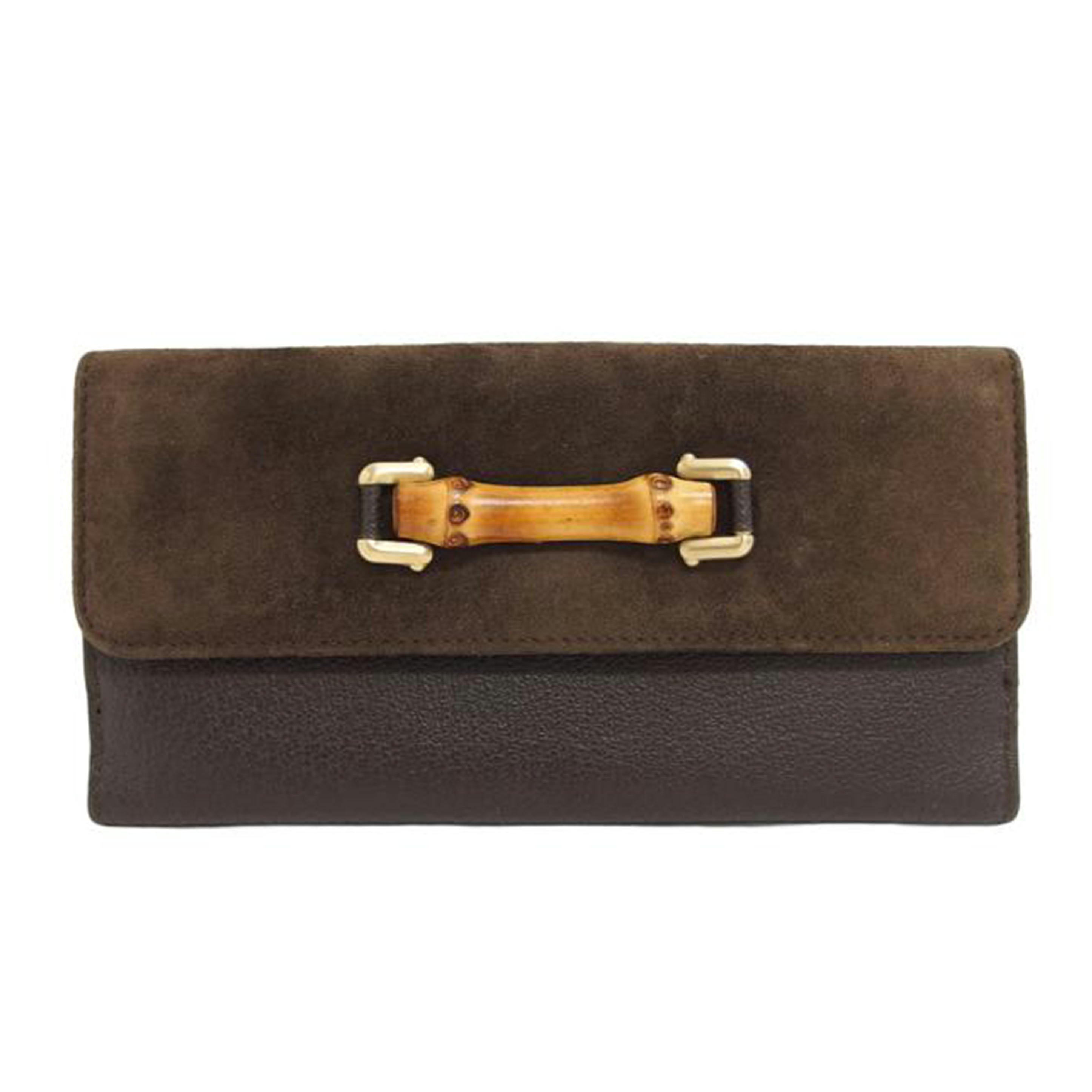 GUCCI グッチ/バンブー/Wホック二つ折り長財布/ブラウン/035・1137//186***/ABランク/04