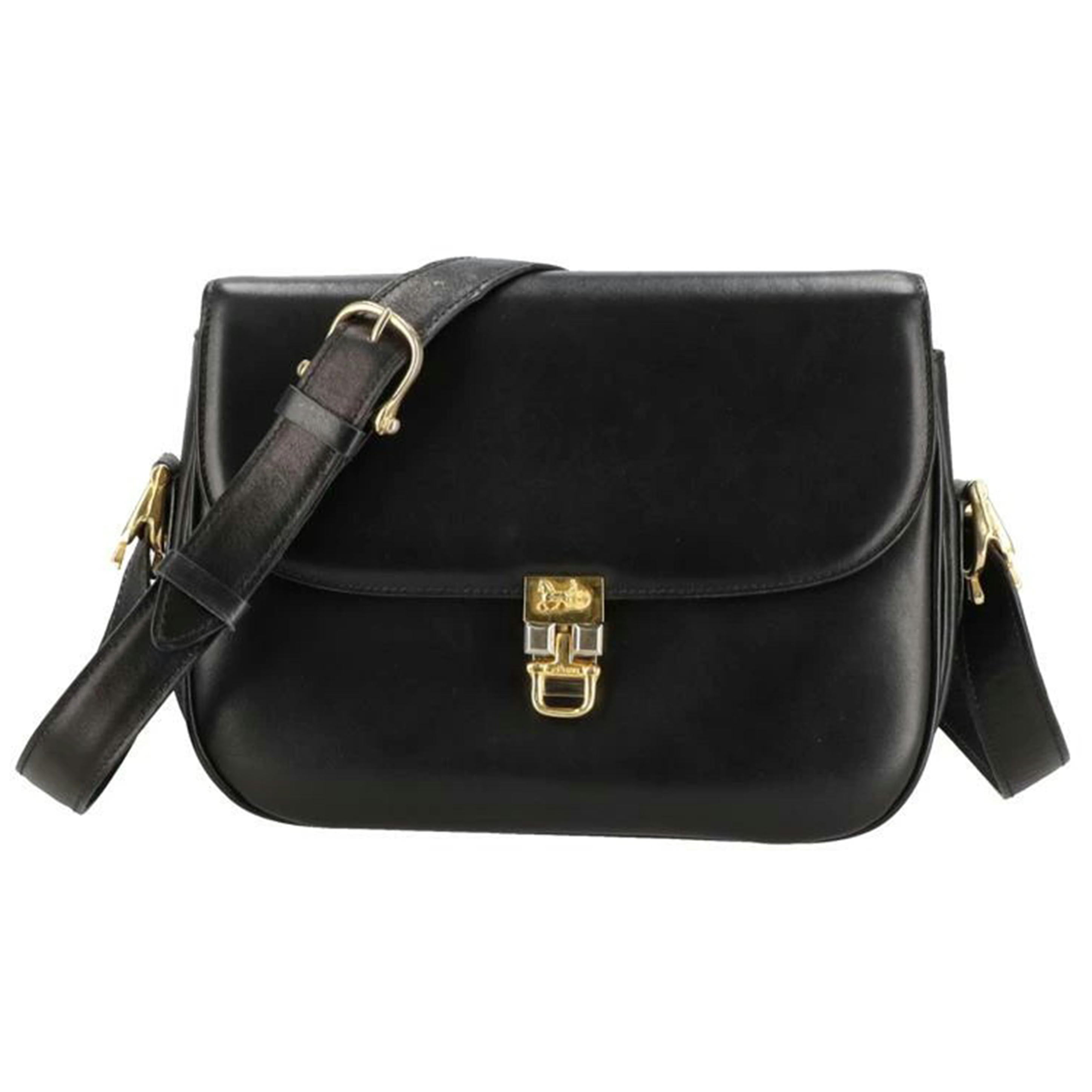 CELINE セリーヌ/ヴィンテージ/馬車金具フラップレザーショルダー//ABランク/24