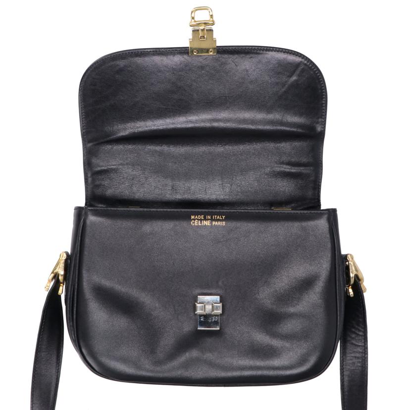 CELINE セリーヌ/ヴィンテージ/馬車金具フラップレザーショルダー//ABランク/24