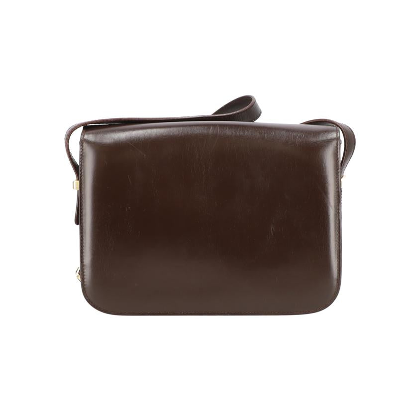 CELINE/馬車金具バックルフラップレザーショルダー/茶 //ABランク/24