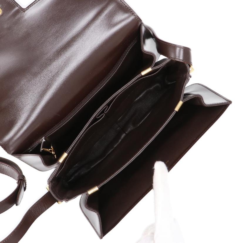 CELINE/馬車金具バックルフラップレザーショルダー/茶 //ABランク/24
