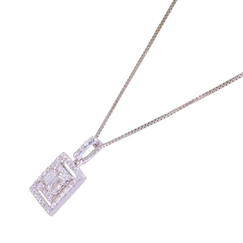 / K18WGダイヤネックレス0.143/0.37ct//Aランク/92