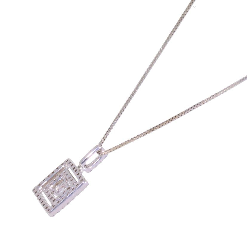 / K18WGダイヤネックレス0.143/0.37ct//Aランク/92