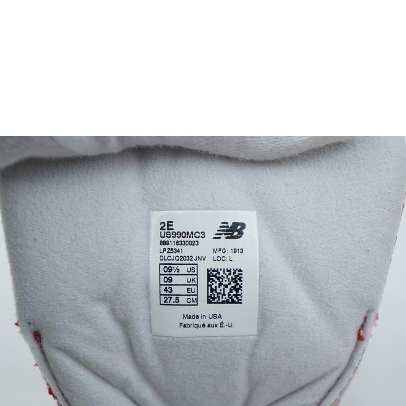 NB ニューバランス/NB スニーカー990/レッド USA 27.5/US990MC3//Aランク/67