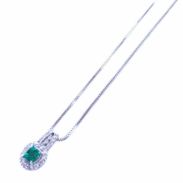 PT900/750エメラルドダイヤネックレスE0.43/D0.38ct//ABランク/64