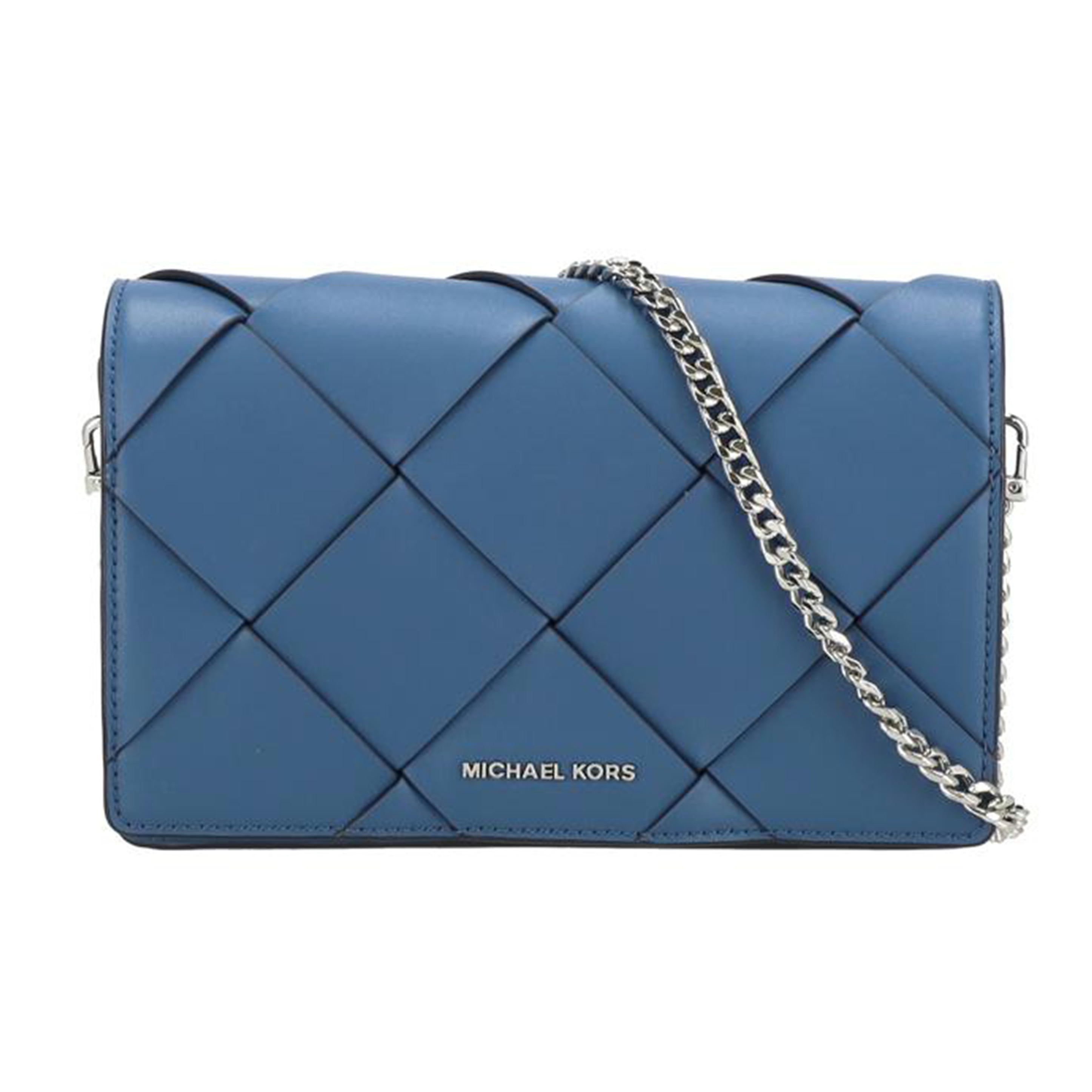 MICHAEL KORS マイケルコース/ウーヴンレザーフラップッチェーンショルダー 青//ABランク/42
