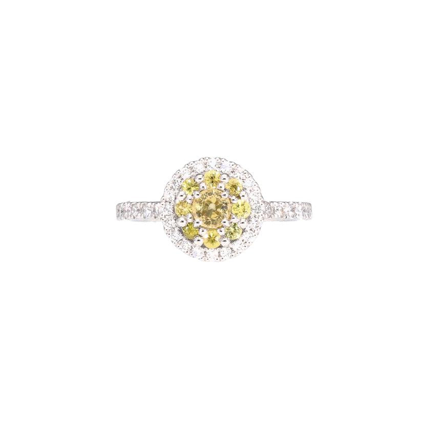 PT900イエローサファイアダイヤリング0.63/D0.44ct//Aランク/64