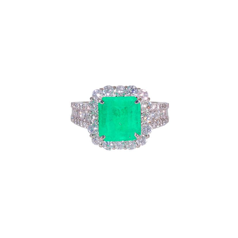 Pt900エメラルドダイヤリング2.895/D1.100ct//ABランク/59