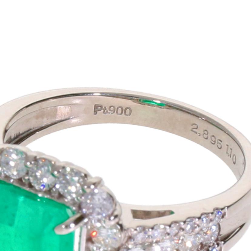 Pt900エメラルドダイヤリング2.895/D1.100ct//ABランク/59