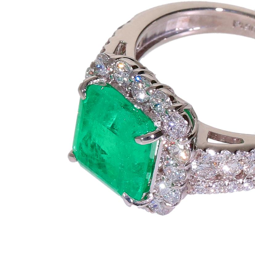 Pt900エメラルドダイヤリング2.895/D1.100ct//ABランク/59