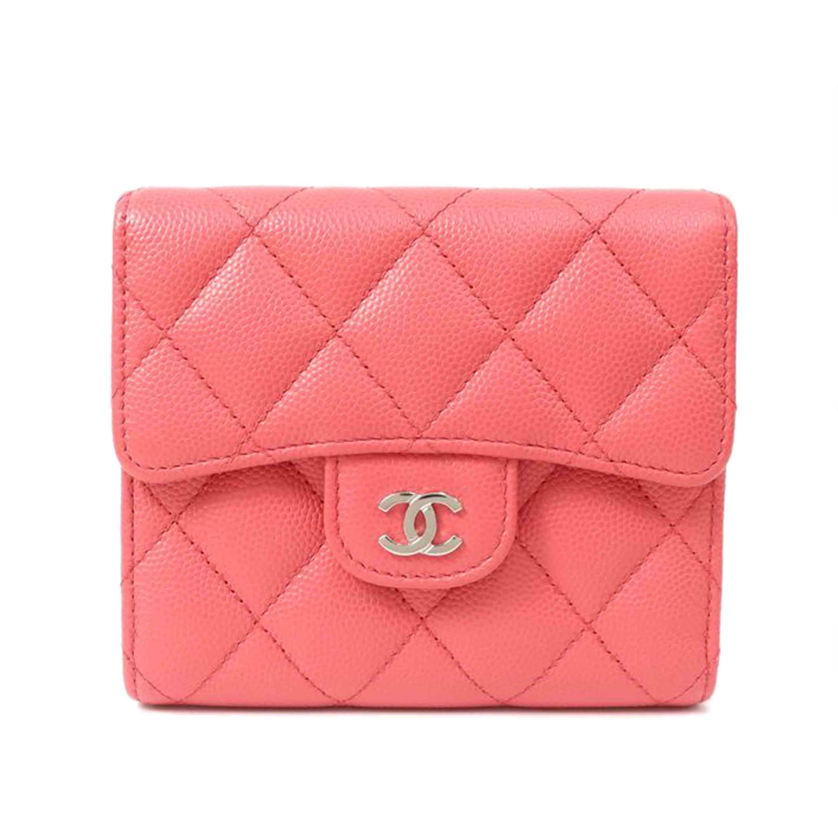 CHANEL シャネル/キャビアスキン 二つ折り財布 ピンク//ABランク/65