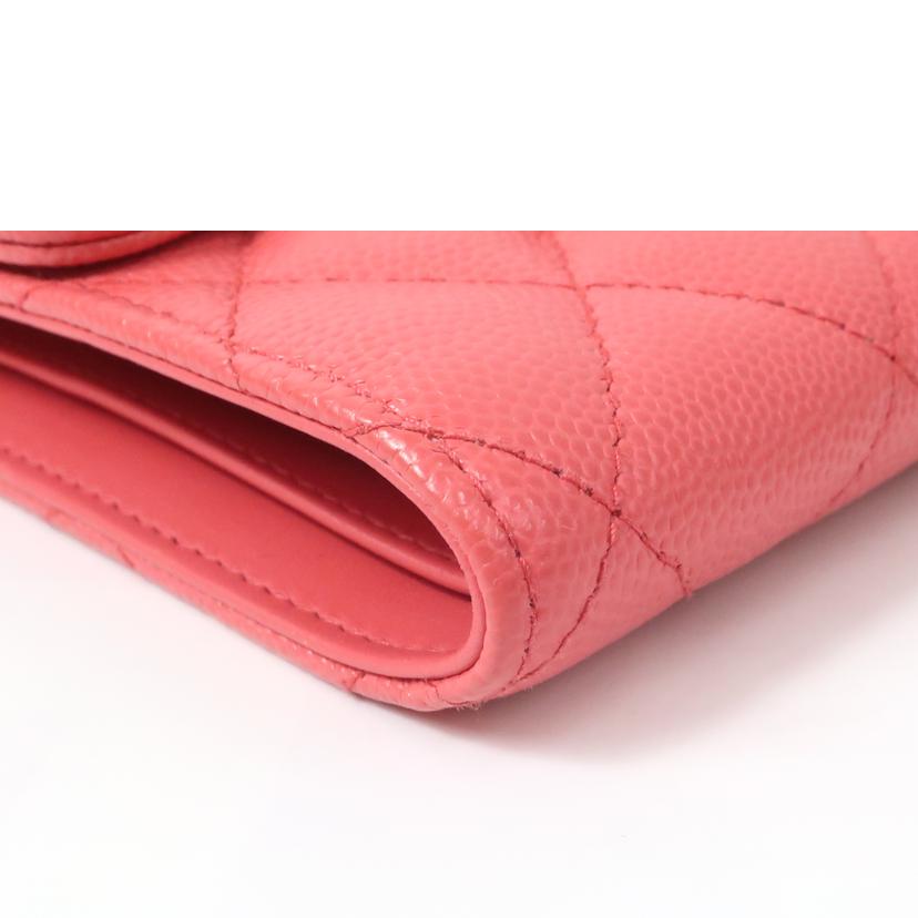 CHANEL シャネル/キャビアスキン 二つ折り財布 ピンク//ABランク/65